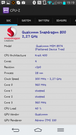 Cpu-Z visar vilken prestanda LG G2 har 